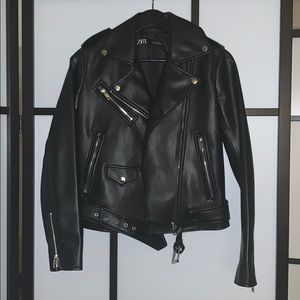 Zara faux leather biker jacket